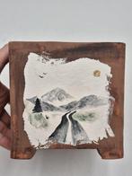 Handgetekende Bonsai-pot met Berglandschap – Zen-stijl -, Antiek en Kunst