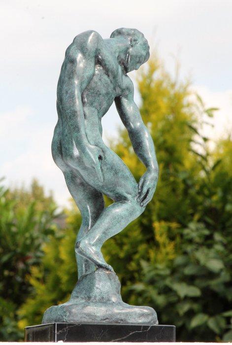 Sculpture, bronzen adam antiek groen gepatineerd - 30 cm -, Antiek en Kunst, Kunst | Designobjecten