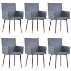 vidaXL Chaises à dîner avec accoudoirs 6 pcs Gris Similicuir