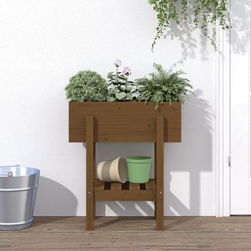 vidaXL Plantenbak 62x30x69 cm massief grenenhout honingbruin, Tuin en Terras, Bloempotten, Nieuw, Verzenden