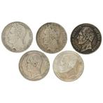 België. 5 Francs 1847/1873 (5 stuks)  (Zonder Minimumprijs), Postzegels en Munten, Munten | Nederland