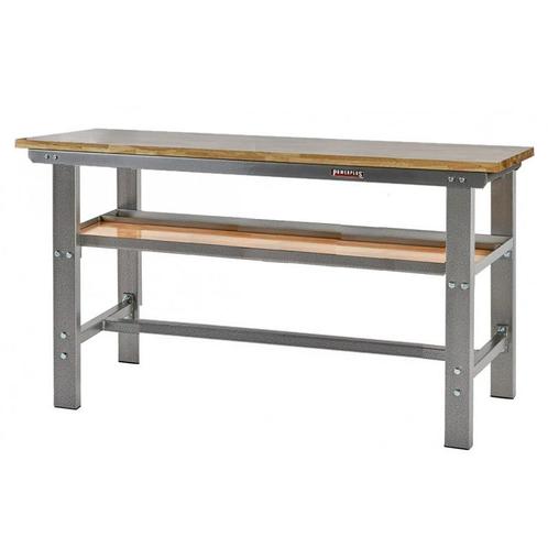 Werkbank grijs 200 cm met hardhouten blad, Doe-het-zelf en Bouw, Werkbanken, Ophalen of Verzenden