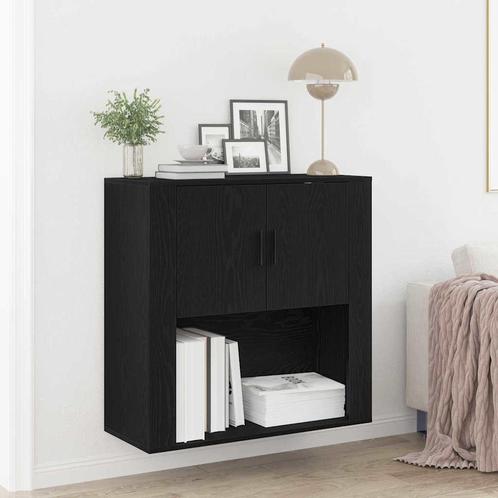 vidaXL Wandkast Zwart Eiken 80x33x80 cm Bewerkt Hout, Huis en Inrichting, Kasten | Overige, Nieuw, Verzenden
