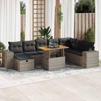 vidaXL 9-delige Loungeset met kussens poly rattan acacia, Tuin en Terras, Tuinsets en Loungesets, Verzenden, Nieuw, Loungeset