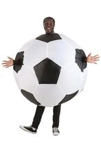 KIMU® Opblaas Kostuum Voetbal Opblaasbaar Pak Voetbalpak Mas, Ophalen of Verzenden, Nieuw