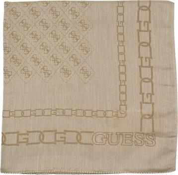 Guess Kefiah 125x125 Dames Vierkantje Sjaal - Latte Logo..., Verzenden