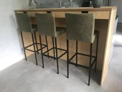 Set van 3 leren barkrukken - groen leer, Maison & Meubles, Tabourets de bar, Enlèvement ou Envoi