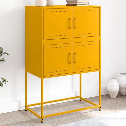 vidaXL Dressoir 68,5x38,5x107 cm staal mosterdgeel, Huis en Inrichting, Kasten | Dressoirs, Nieuw, Verzenden