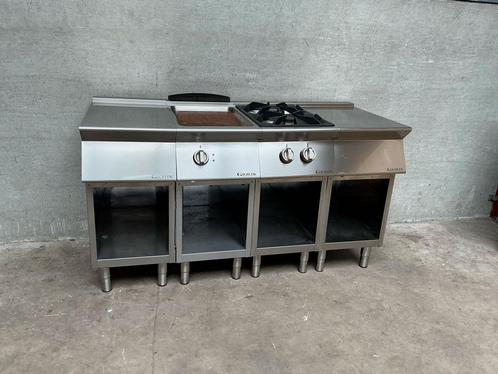 Giorik elektrische bakplaat en gasfornuis, Zakelijke goederen, Horeca | Keukenapparatuur, Gebruikt, Fornuis, Frituur en Grillen