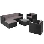 Wicker loungeset Lignano met 2 fauteuils - zwart, Verzenden