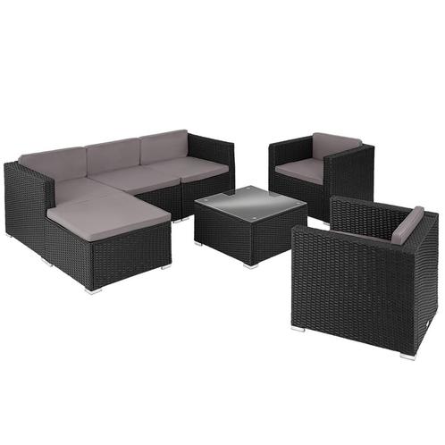 Wicker loungeset Lignano met 2 fauteuils - zwart, Tuin en Terras, Tuinsets en Loungesets, Verzenden