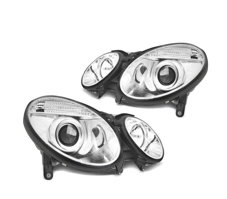 PHARES POUR MERCEDES CLASSE E W211 06-09 FOND CHROMÉ, Auto-onderdelen, Verlichting, Verzenden