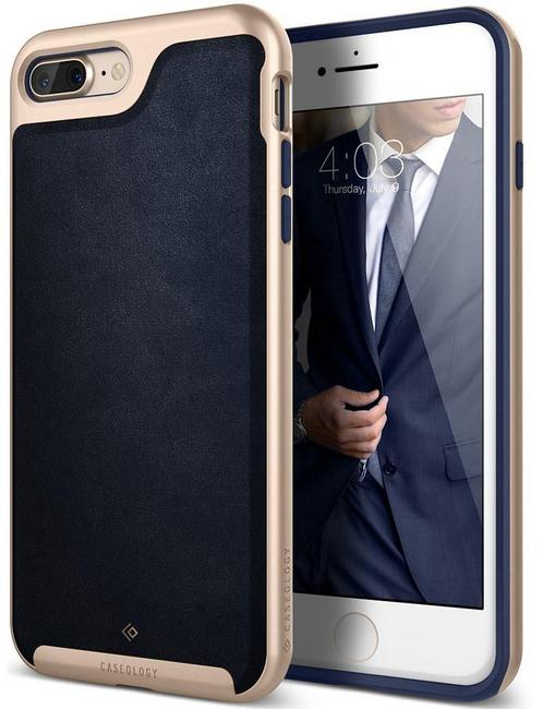 Caseology Envoy Series iPhone 8/7 Plus Leather Navy Blue +, Telecommunicatie, Mobiele telefoons | Hoesjes en Screenprotectors | Apple iPhone