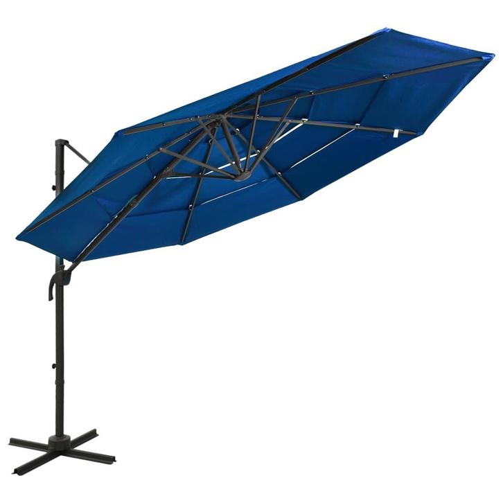 vidaXL Parasol 4-laags met aluminium paal 3x3 m azuurblauw, Tuin en Terras, Parasols, Nieuw, Verzenden