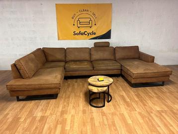 SofaCycle - U-vormige cognackleurige zetel beschikbaar voor biedingen