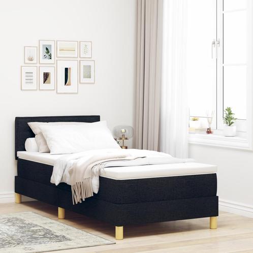 vidaXL Boxspring Bed met Matras & LED Zwart 90x200 cm Stof, Huis en Inrichting, Slaapkamer | Bedden, Nieuw, Verzenden