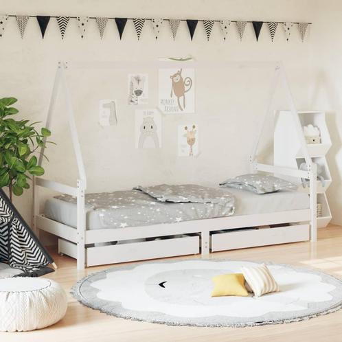 vidaXL Kinderbedframe met lades 90x200 cm massief grenenhout, Kinderen en Baby's, Kinderkamer | Bedden, Nieuw, Verzenden