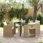 vidaXL Tuin Eettafel Set 5 pcs Beige poly rattan, Tuin en Terras, Verzenden, Nieuw