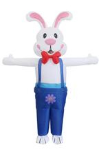 KIMU® Opblaas Kostuum Konijn Wit Blauw Opblaasbaar Pak Konij, Ophalen of Verzenden, Nieuw
