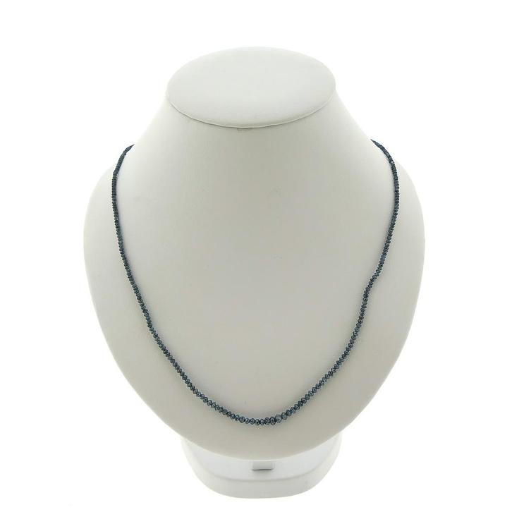 Kralenketting van blauwe moissanite met gouden slot, Handtassen en Accessoires, Kettingen, Overige kleuren, Gebruikt, Met edelsteen