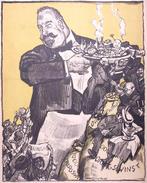 Posthuma met honger tegenover oorlogswinst op spotprent, Boeken, Tijdschriften en Kranten, Verzenden, Nieuw