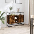 vidaXL Dressoir met glazen blad 98x35x81 cm hout gerookt, Huis en Inrichting, Kasten | Dressoirs, Verzenden, Nieuw