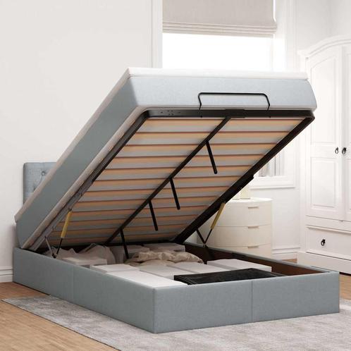vidaXL Bed met matras 120x200 cm stof lichtgrijs, Huis en Inrichting, Slaapkamer | Bedden, Nieuw, Verzenden