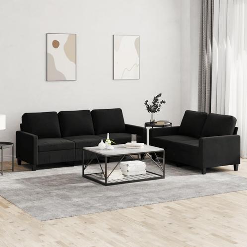 vidaXL Ensemble de canapés 2 pcs avec coussins Noir, Huis en Inrichting, Zetels | Zetels, Verzenden