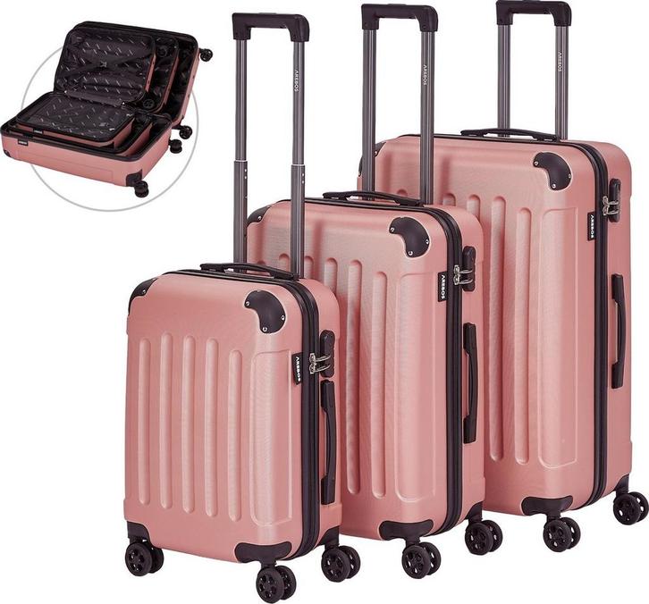 Kofferset - 3 delig - Trolley - Reiskofferset - Roze - Arebo, Huis en Inrichting, Woonaccessoires | Overige, Verzenden