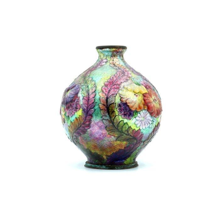 Camille Fauré - Vaas - Zeldzame balvormige vaas van emaille, Antiek en Kunst, Kunst | Designobjecten