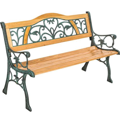 tectake Tuinbank Kathi 2-zitter van hout en gietijzer 124x60, Tuin en Terras, Overige Tuin en Terras, Verzenden