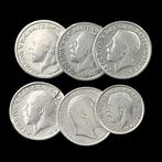 Verenigd Koninkrijk. 6 Silver Coins: 1x 3 Pence + 5x 6 Pence