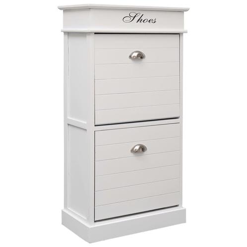 vidaXL Schoenenkast 50x28x98 cm paulowniahout wit, Huis en Inrichting, Kasten | Schoenenkasten, Nieuw, Verzenden