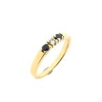 Gouden rijring met saffier en diamant | 0,07 ct. (geelgoud), Handtassen en Accessoires, Ringen, Gebruikt, Overige kleuren, Ophalen of Verzenden