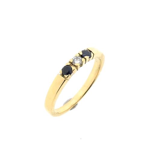 Gouden rijring met saffier en diamant | 0,07 ct. (geelgoud), Handtassen en Accessoires, Ringen, Dame, Met edelsteen, Overige kleuren