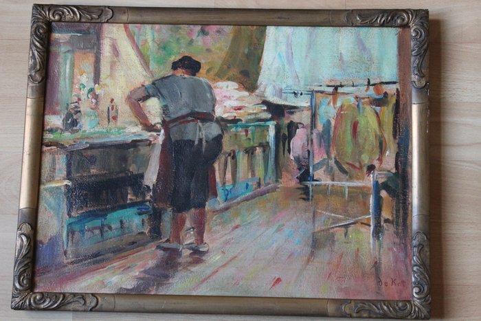 Anne Pierre DE KAT (1881-1968) - La repasseuse, Antiquités & Art, Art | Peinture | Classique
