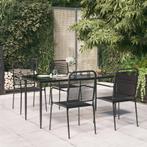 vidaXL 5-delige Tuinset katoenen touw en staal zwart, Tuin en Terras, Verzenden, Nieuw, Tuinset