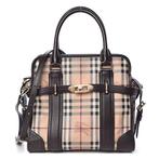 Burberry - Haymarket Check Minford Portrait Tote Chocolate -, Handtassen en Accessoires, Tassen | Damestassen, Nieuw