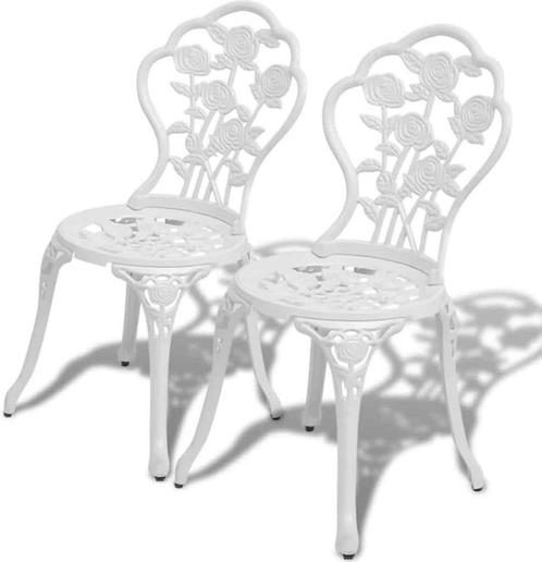 vidaXL Bistrostoelen 2 st gietaluminium wit, Caravans en Kamperen, Kampeermeubelen, Zo goed als nieuw, Verzenden