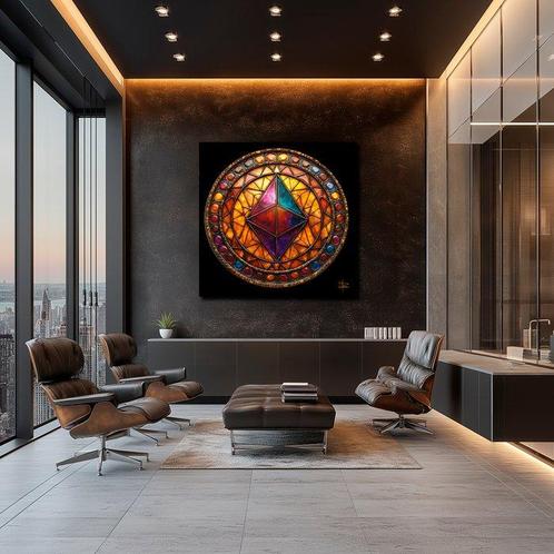 PLM-Art - Ethereum Vitraux Style, Antiek en Kunst, Kunst | Schilderijen | Modern