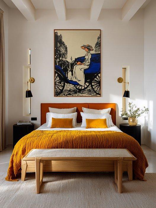 Flavia Delgado - EL CARRUAJE AZUL XL (NO RESERVE), Antiek en Kunst, Kunst | Schilderijen | Modern