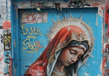 CARCANVAS_IT - ICONIC REAL BLUE MADONNA GRAFFITI