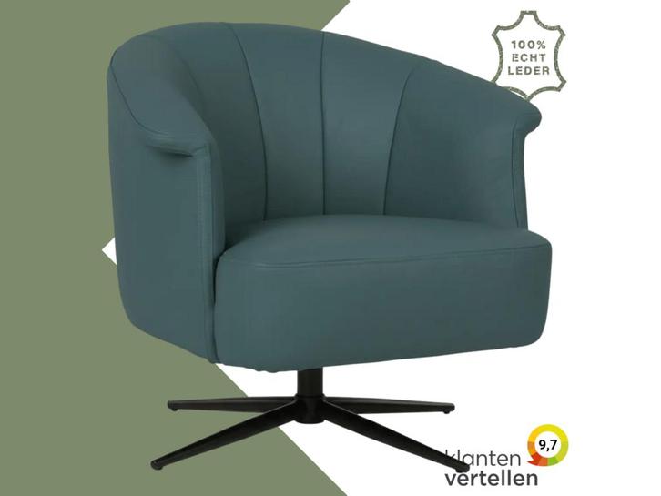 Leren draaifauteuil Embrace - Toledo Whale (blauw/grijs) -, Huis en Inrichting, Fauteuils, 75 tot 100 cm, 75 tot 100 cm, Nieuw