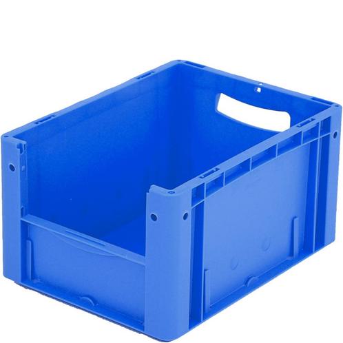 Magazijnbak 400x300x220mm met grijpopening blauw gebruikt, Doe-het-zelf en Bouw, Kratten en Dozen, Ophalen of Verzenden
