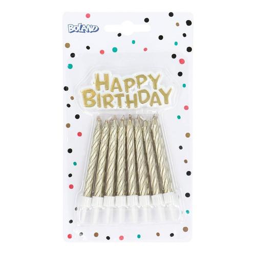 Gouden Happy Birthday Kaarsen 16st, Hobby en Vrije tijd, Feestartikelen, Nieuw, Verzenden