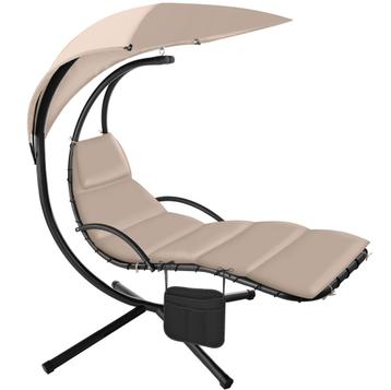tectake Hangstoel Elaria met zonnedak en zijvak - beige, Verzenden, Nieuw