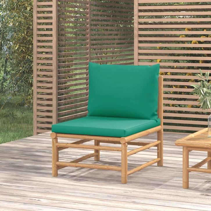 vidaXL Tuinmiddenbank met kussens bamboe groen, Tuin en Terras, Tuinsets en Loungesets, Nieuw, Verzenden