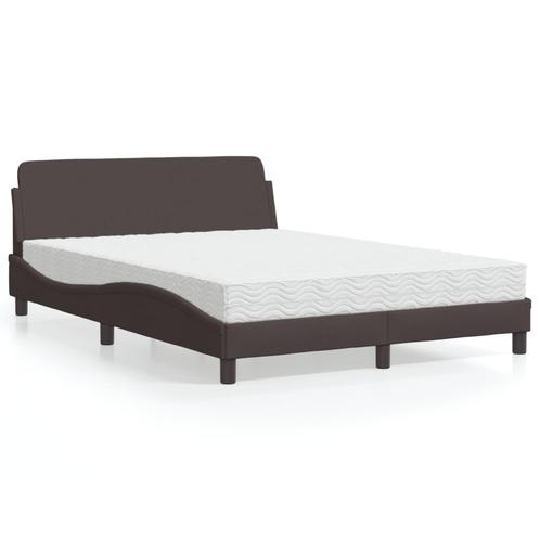 vidaXL Bed met matras stof donkerbruin 140x200 cm, Maison & Meubles, Chambre à coucher | Lits, Envoi