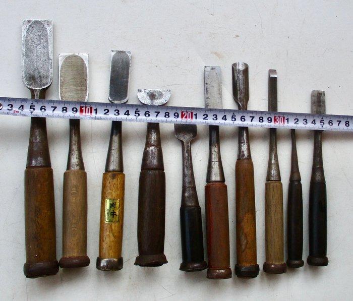 Werkgereedschap (10) - 10 gebruikte Japanse beitels, Antiek en Kunst, Antiek | Wandborden en Tegels