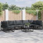 vidaXL Tuinbank Set met kussen 8 pcs Zwart Aluminium, Tuin en Terras, Verzenden, Nieuw